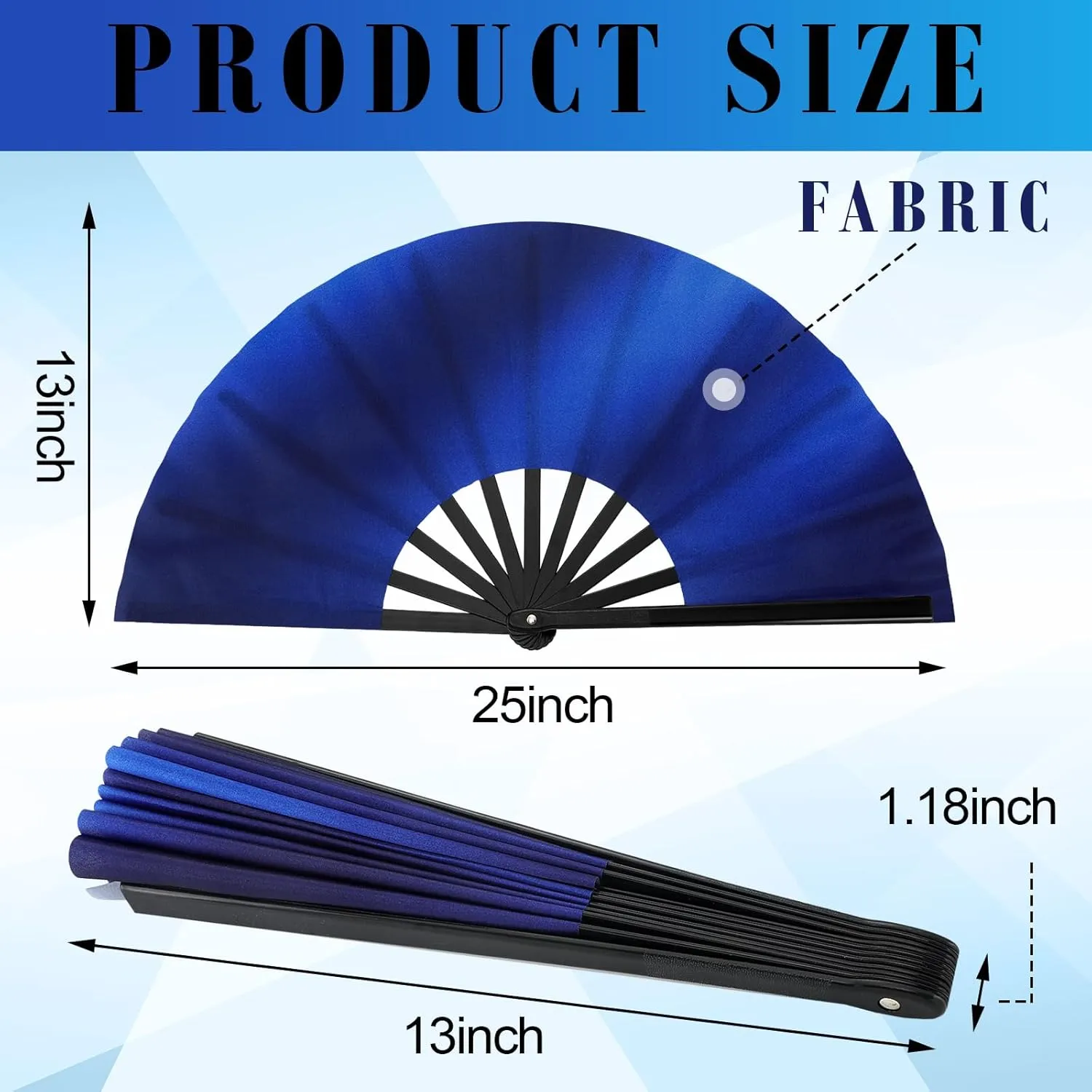 Maitys 2 Pcs Large Clap Fans for Line Dancing Folding Hand Rave Fan Nylon Cloth Foldable for Line Dancing Festival Craft Dance Decoration for Party Favors