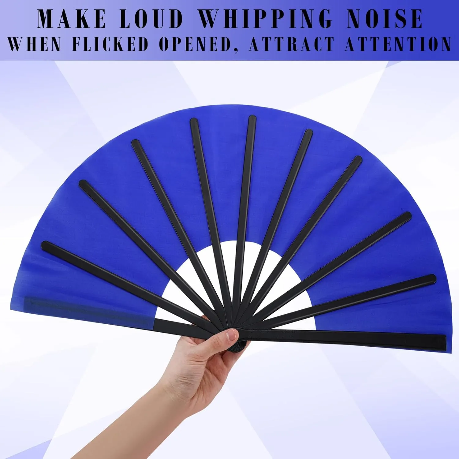 Maitys 2 Pcs Large Clap Fans for Line Dancing Folding Hand Rave Fan Nylon Cloth Foldable for Line Dancing Festival Craft Dance Decoration for Party Favors