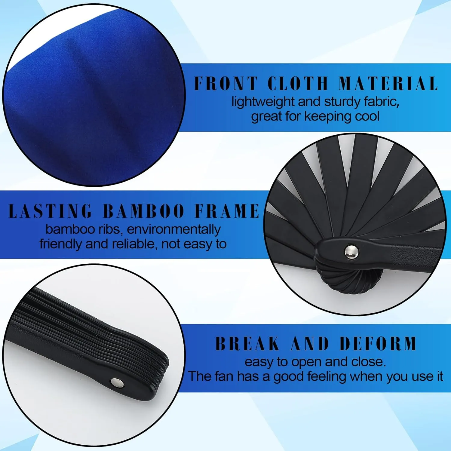 Maitys 2 Pcs Large Clap Fans for Line Dancing Folding Hand Rave Fan Nylon Cloth Foldable for Line Dancing Festival Craft Dance Decoration for Party Favors