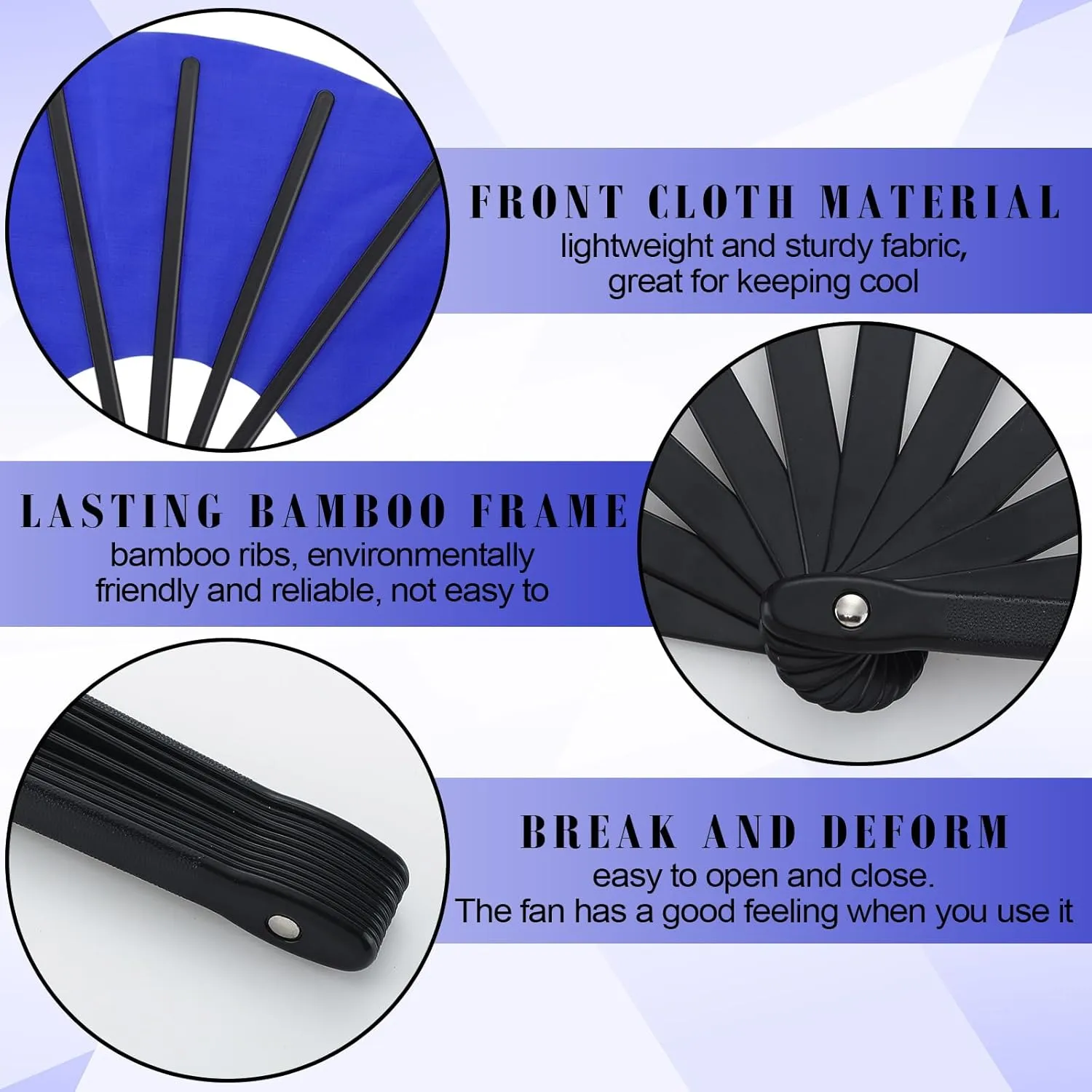 Maitys 2 Pcs Large Clap Fans for Line Dancing Folding Hand Rave Fan Nylon Cloth Foldable for Line Dancing Festival Craft Dance Decoration for Party Favors