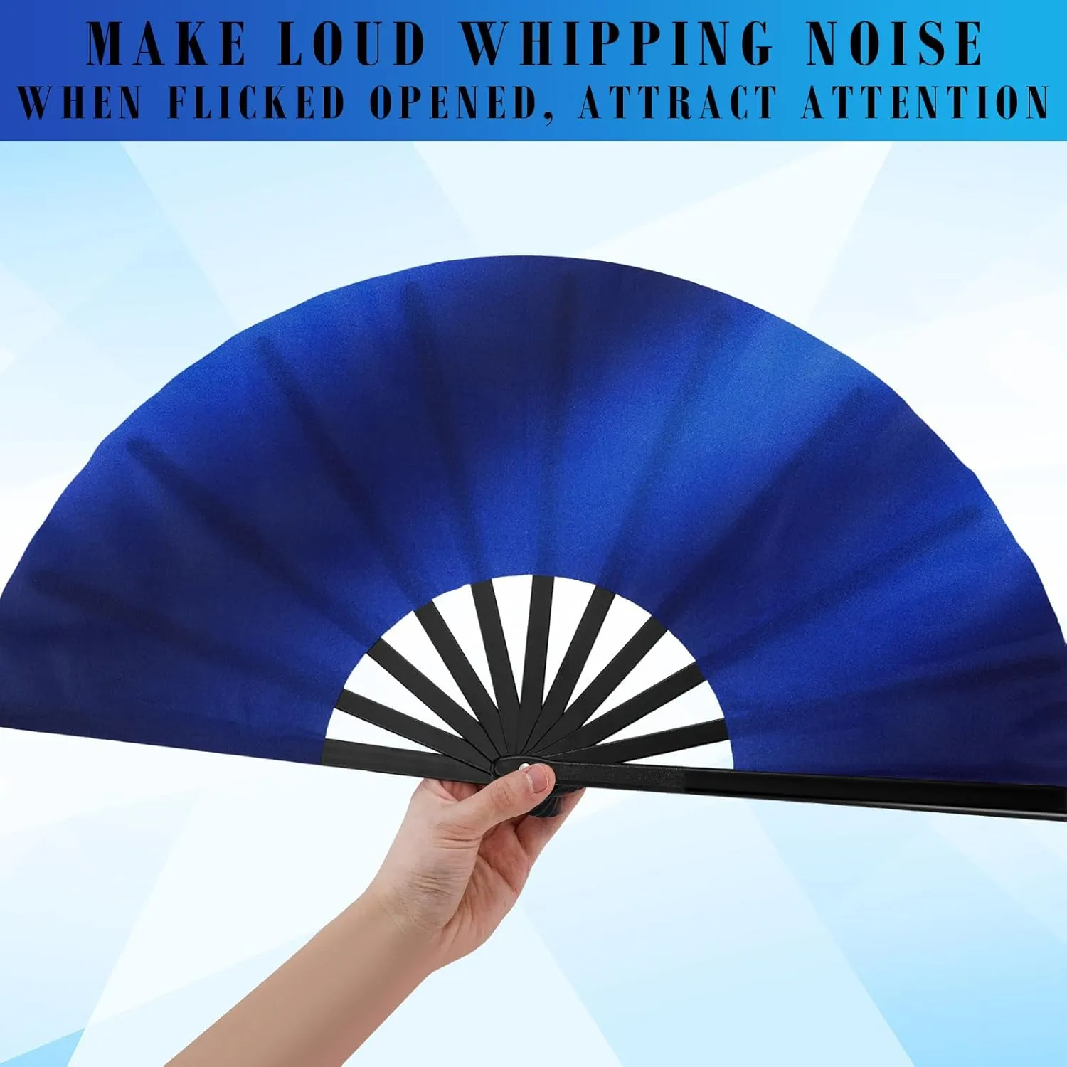 Maitys 2 Pcs Large Clap Fans for Line Dancing Folding Hand Rave Fan Nylon Cloth Foldable for Line Dancing Festival Craft Dance Decoration for Party Favors