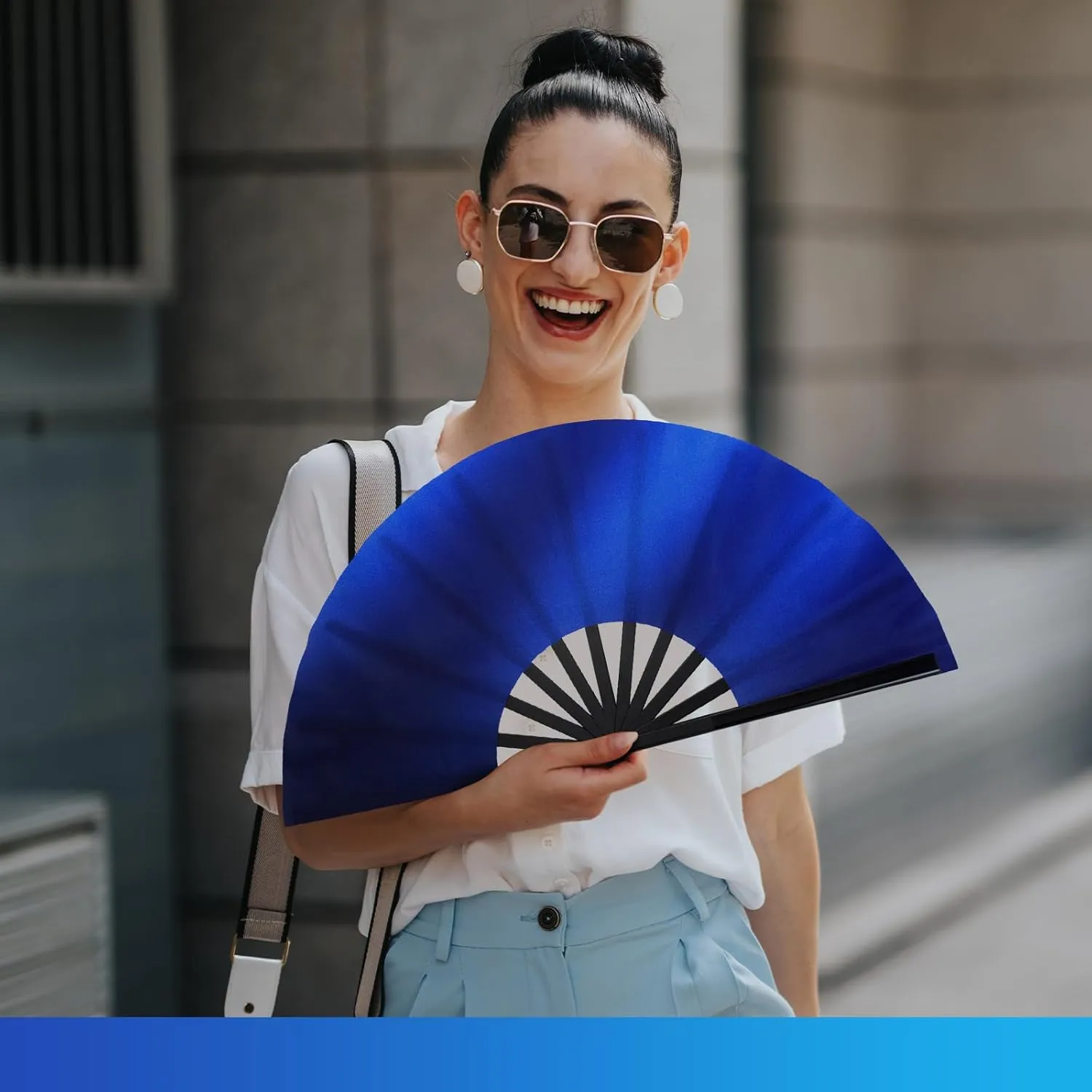 Maitys 2 Pcs Large Clap Fans for Line Dancing Folding Hand Rave Fan Nylon Cloth Foldable for Line Dancing Festival Craft Dance Decoration for Party Favors