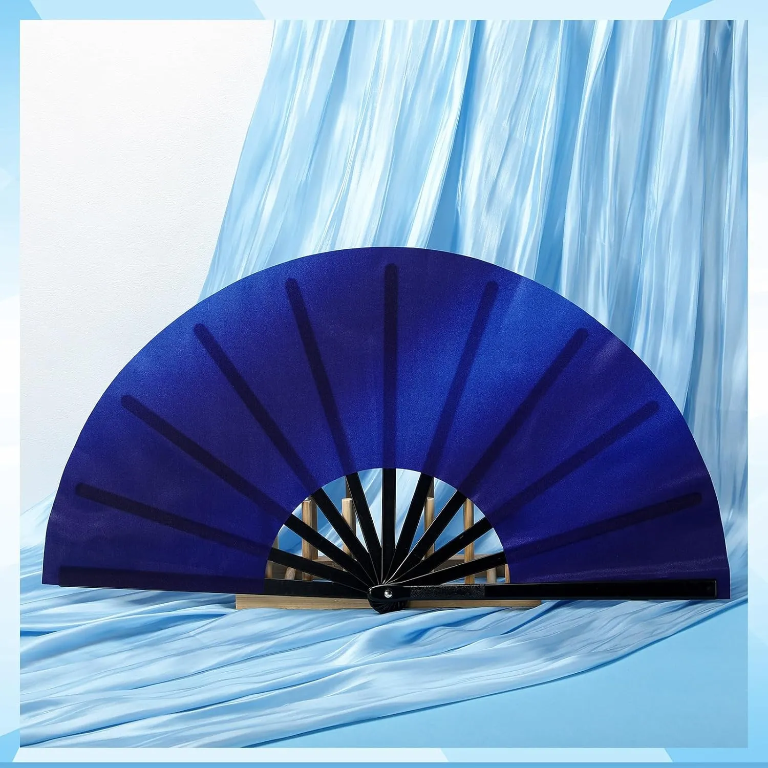 Maitys 2 Pcs Large Clap Fans for Line Dancing Folding Hand Rave Fan Nylon Cloth Foldable for Line Dancing Festival Craft Dance Decoration for Party Favors