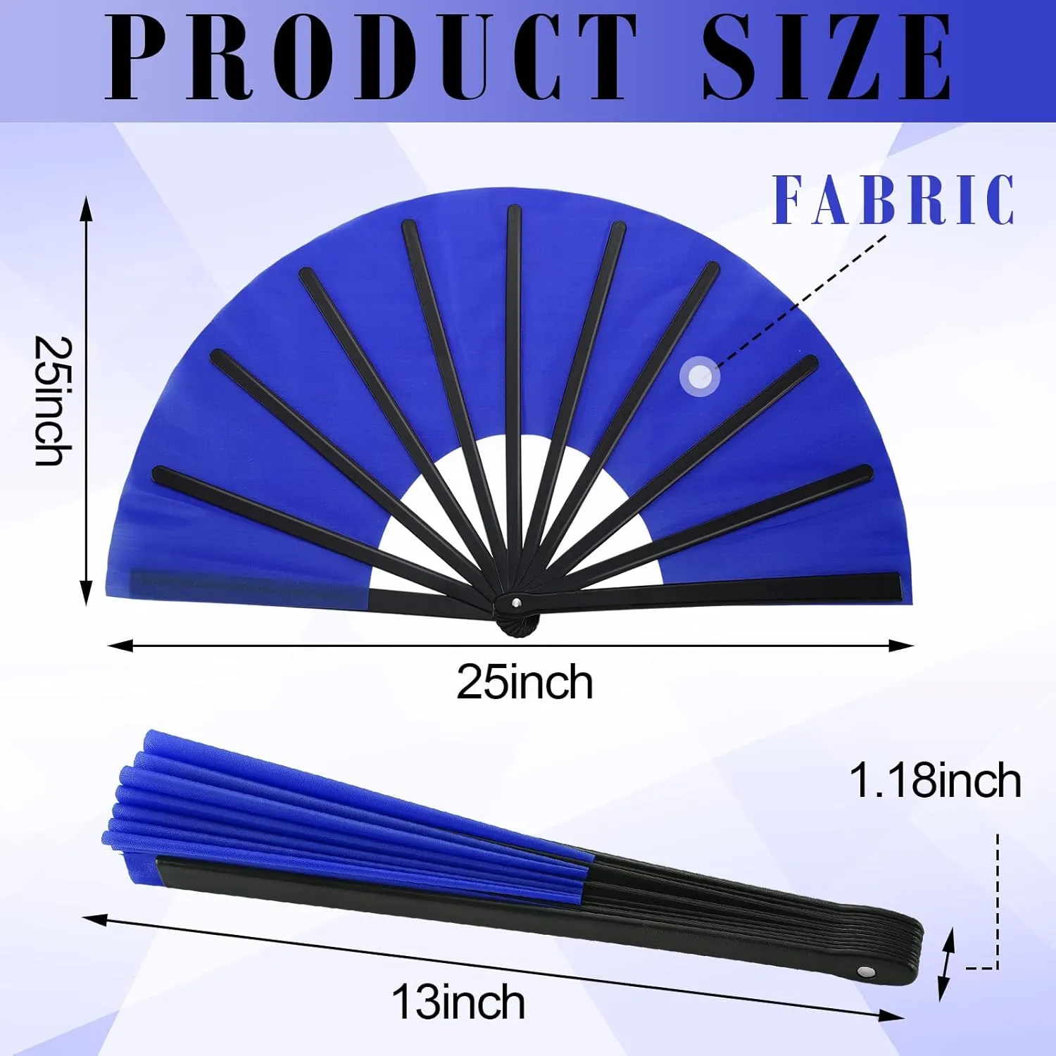 Maitys 2 Pcs Large Clap Fans for Line Dancing Folding Hand Rave Fan Nylon Cloth Foldable for Line Dancing Festival Craft Dance Decoration for Party Favors