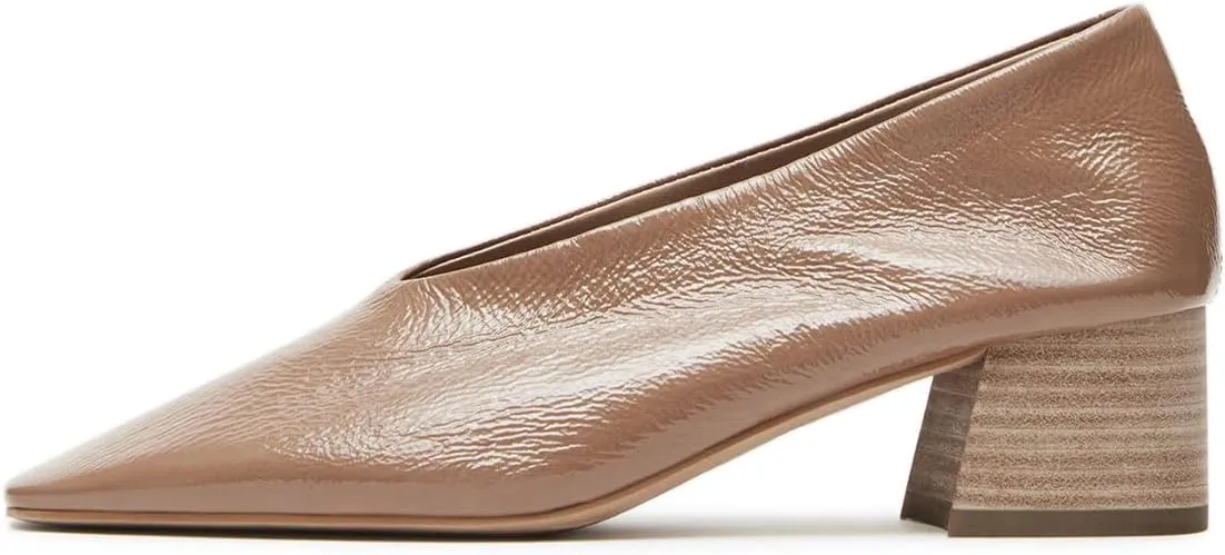 Maiyang Women Classic Closed Square Toe Pumps Block Chunky Low Heels Slip on Daily Office Party Dress Shoes Size 4-16 US