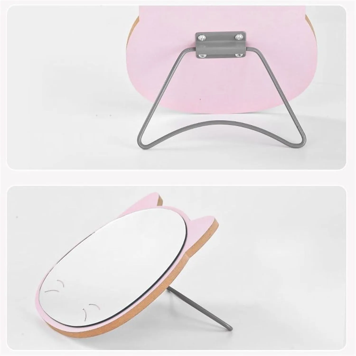 Makeup Mirror Creative Cute Makeup Mirror Home Bedroom Bathroom Desktop Vertical Vanity Mirror Portable Foldable Vanity Mirror Beauty Mirror(B)
