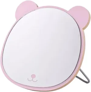 Makeup Mirror Creative Cute Makeup Mirror Home Bedroom Bathroom Desktop Vertical Vanity Mirror Portable Foldable Vanity Mirror Beauty Mirror(B)