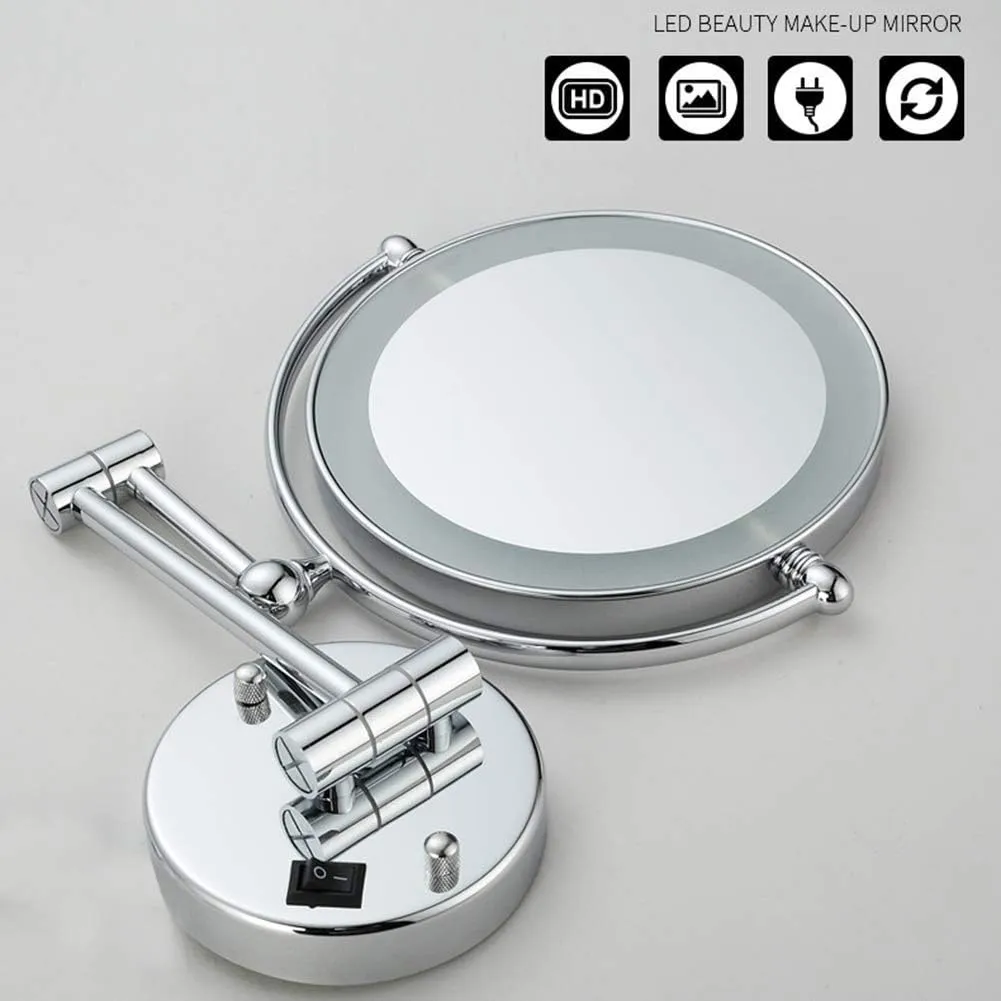 Makeup Mirror for Bathroom Folding Wall Mounted Telescopic 3X / 5X / 7X Magnifying 360 Degree Rotation Round Beauty Mirror(3X)