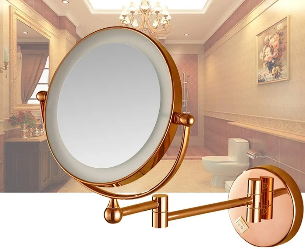 Makeup Mirror for Bathroom Folding Wall Mounted Telescopic 3X / 5X / 7X Magnifying 360 Degree Rotation Round Beauty Mirror(3X)