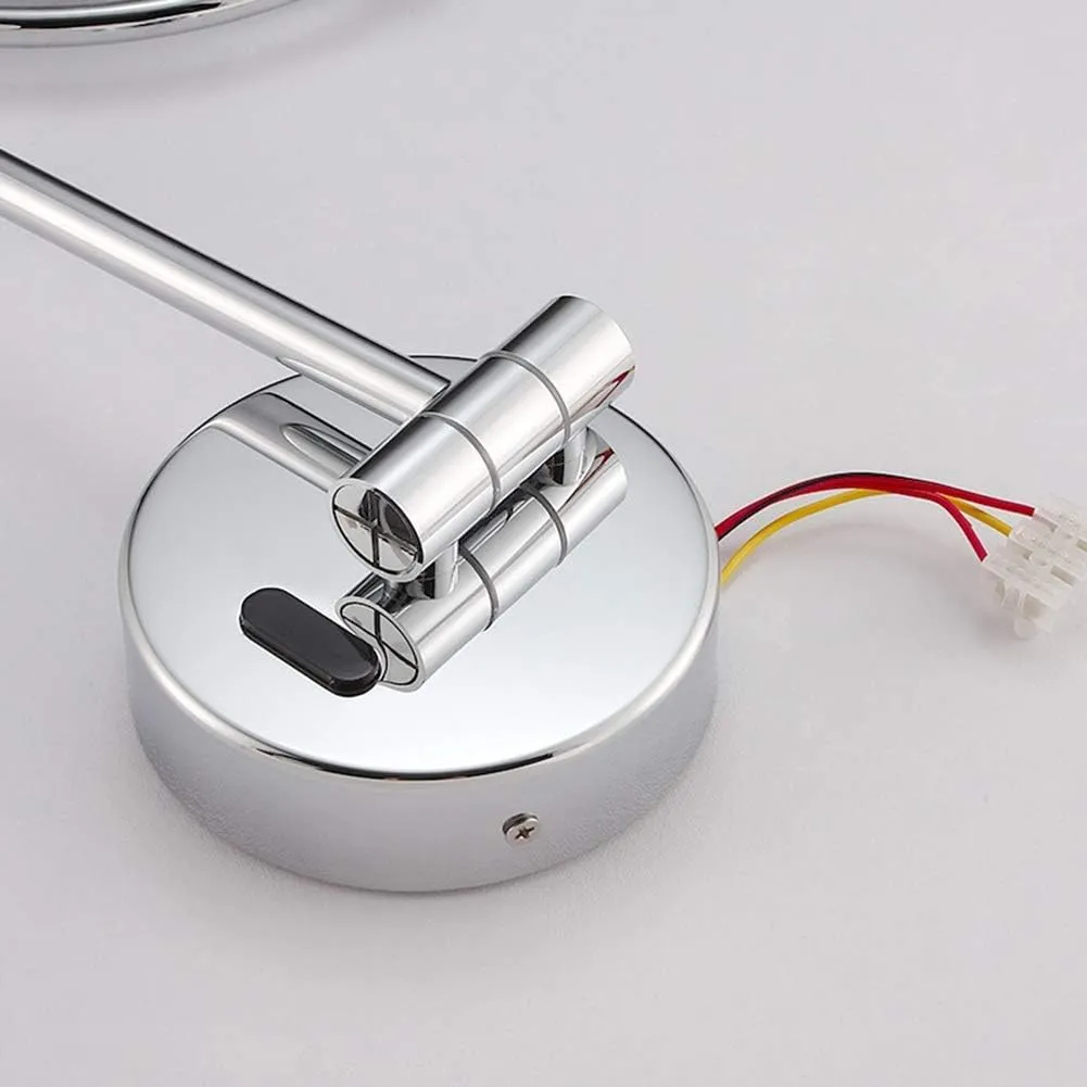 Makeup Mirror with Light Toilet Bathroom Folding Telescopic Rotatable Double Side Beauty Magnifying Metal Mirror(3X)
