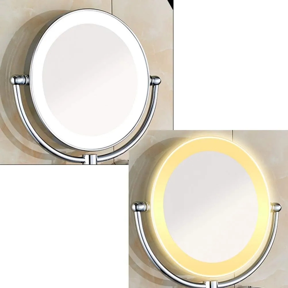 Makeup Mirror with Light Toilet Bathroom Folding Telescopic Rotatable Double Side Beauty Magnifying Metal Mirror(3X)