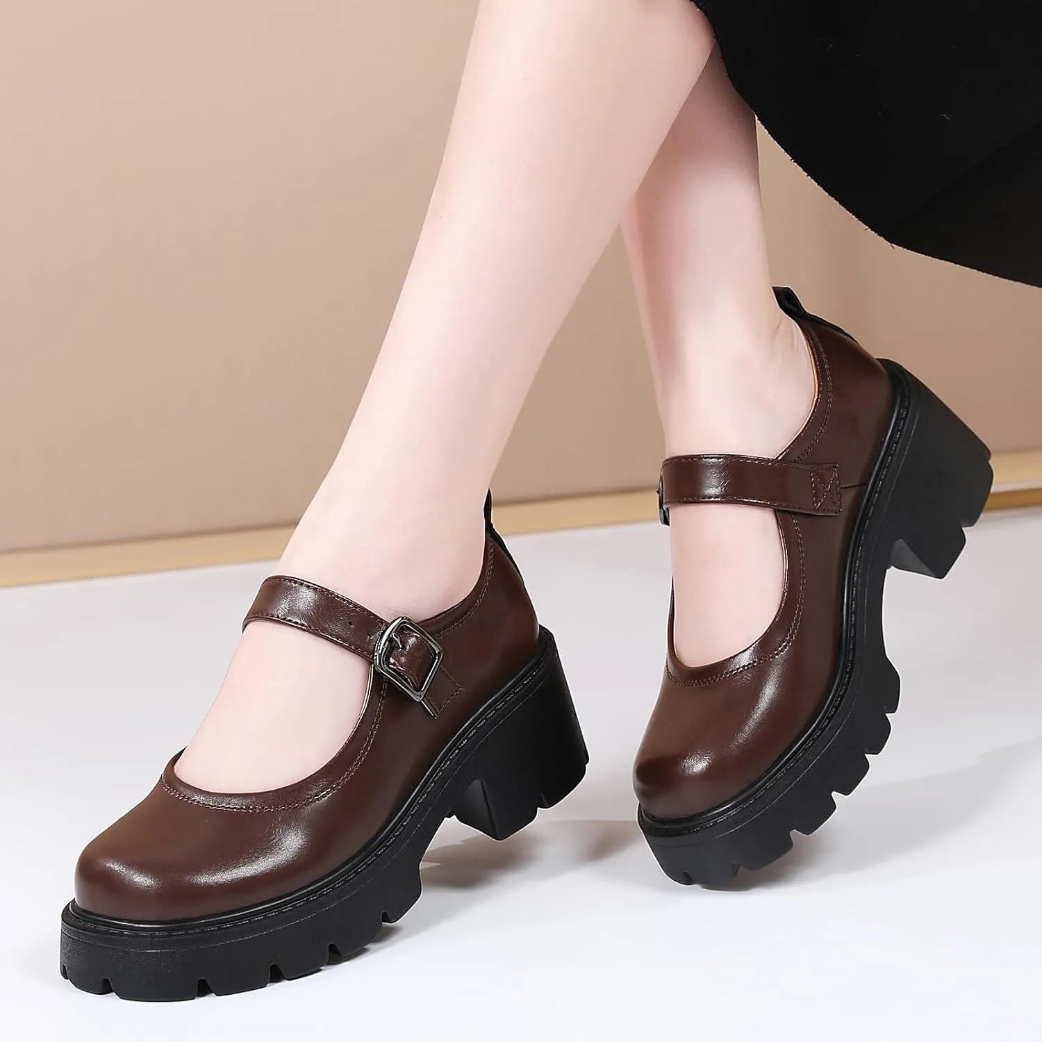 Mary Jane Shoes Platform Mary Janes for Women Chunky Heel Pumps Business Casual Shoes Dress Shoes Comfortable Dressy Office Work Shoes for Ladies Womens