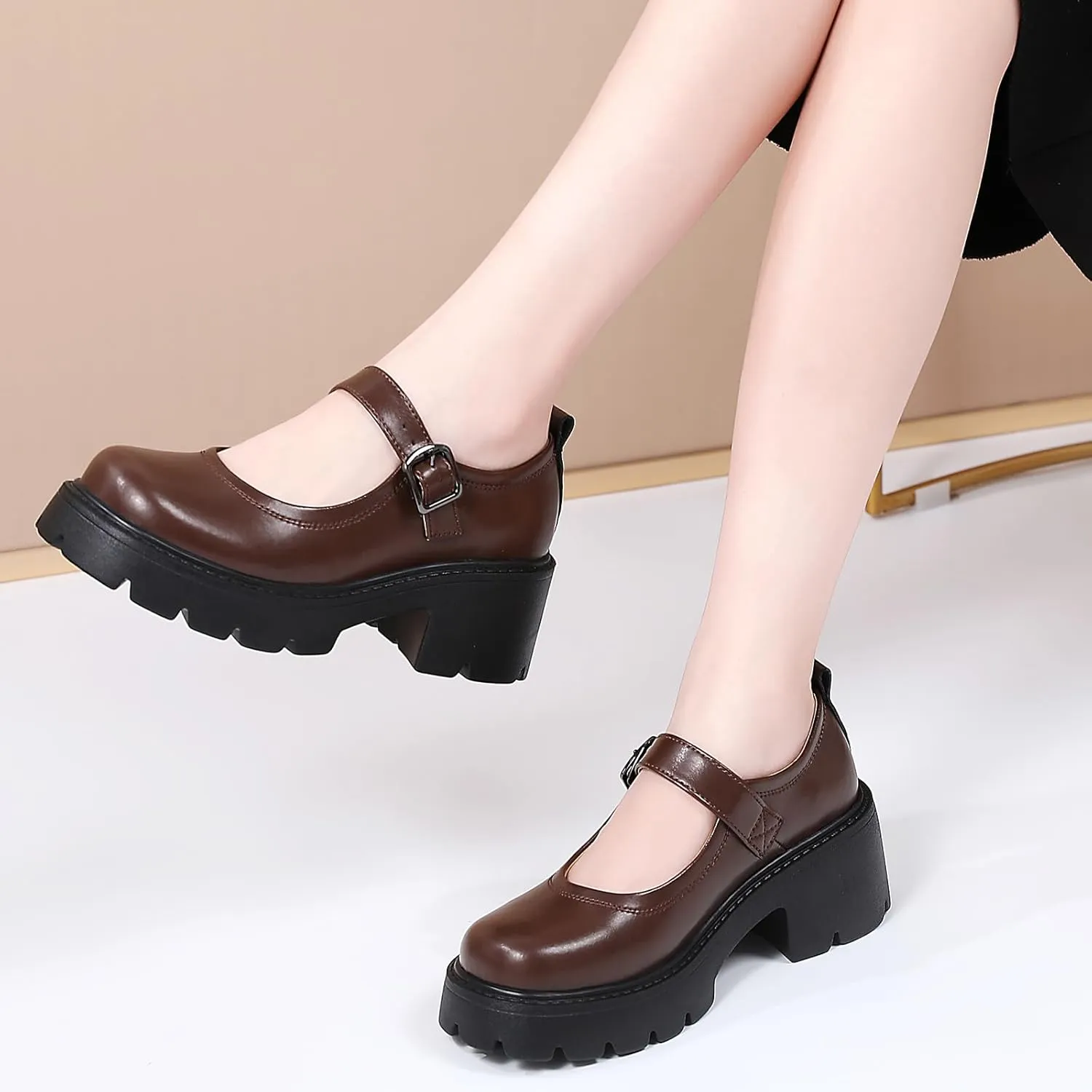 Mary Jane Shoes Platform Mary Janes for Women Chunky Heel Pumps Business Casual Shoes Dress Shoes Comfortable Dressy Office Work Shoes for Ladies Womens