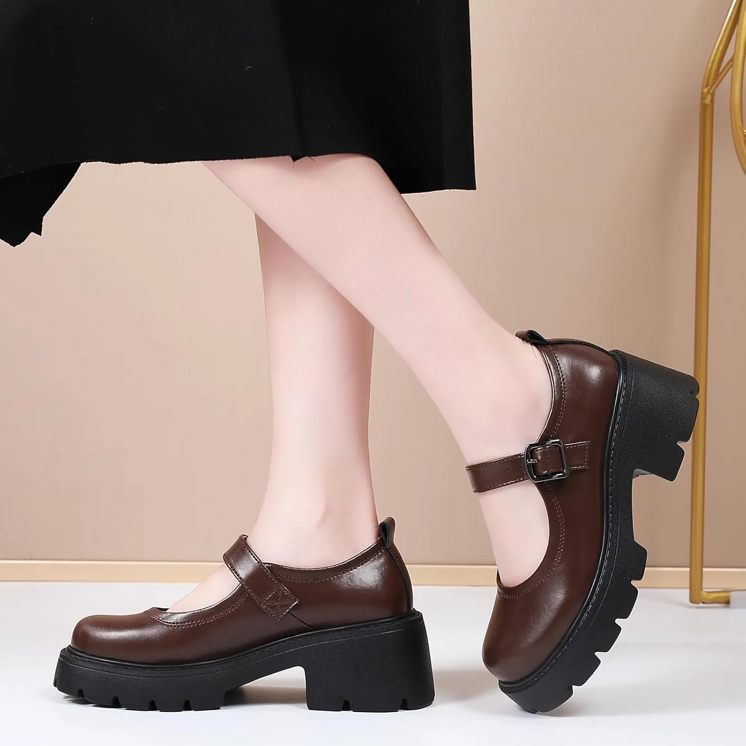 Mary Jane Shoes Platform Mary Janes for Women Chunky Heel Pumps Business Casual Shoes Dress Shoes Comfortable Dressy Office Work Shoes for Ladies Womens