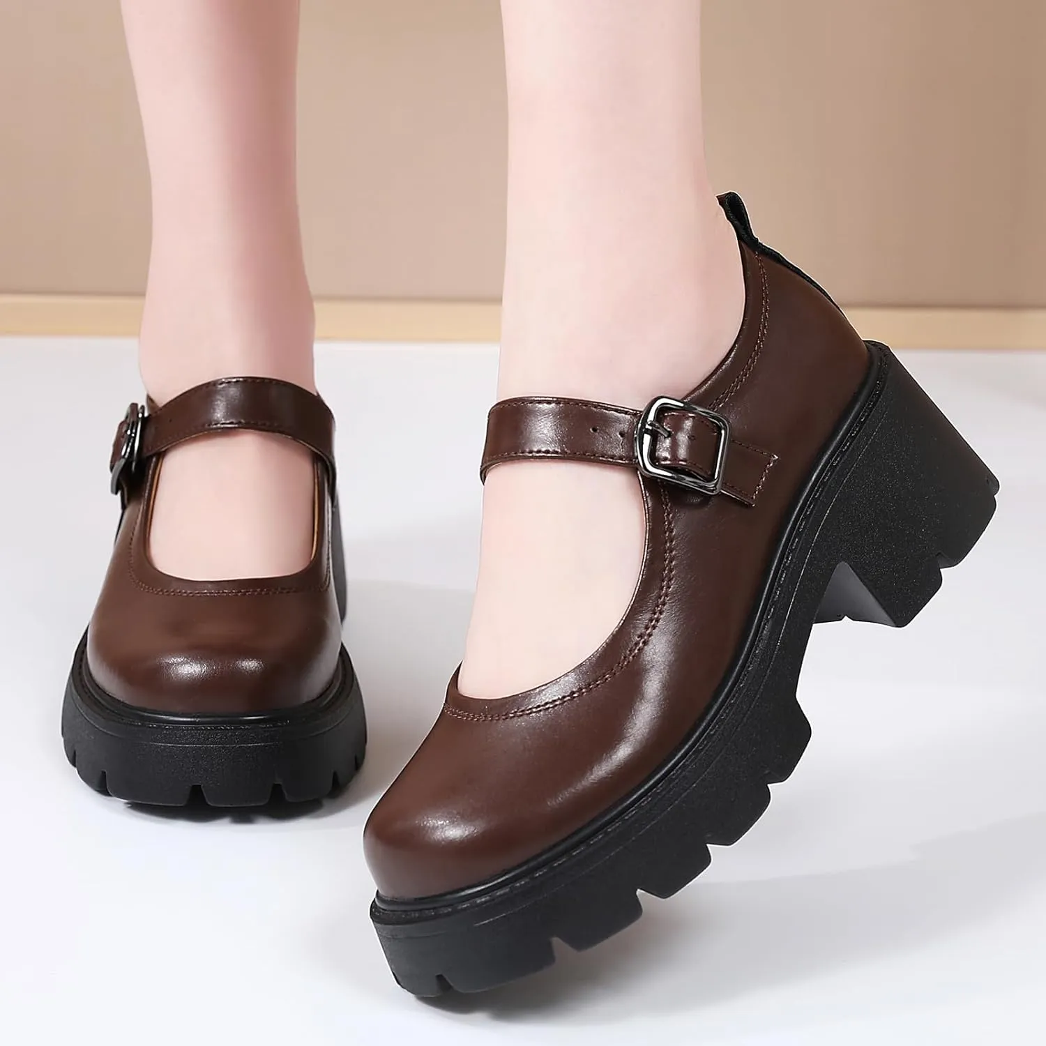 Mary Jane Shoes Platform Mary Janes for Women Chunky Heel Pumps Business Casual Shoes Dress Shoes Comfortable Dressy Office Work Shoes for Ladies Womens