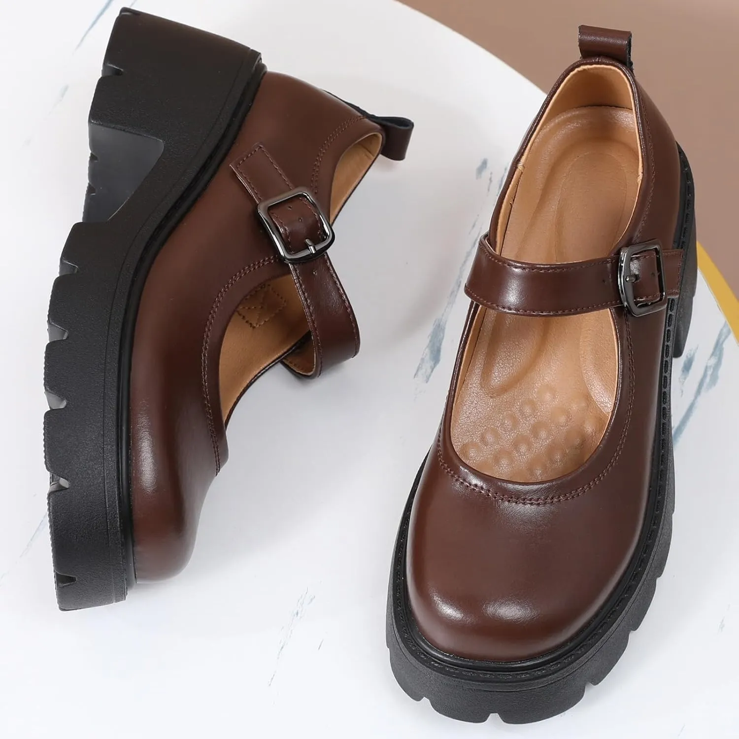 Mary Jane Shoes Platform Mary Janes for Women Chunky Heel Pumps Business Casual Shoes Dress Shoes Comfortable Dressy Office Work Shoes for Ladies Womens