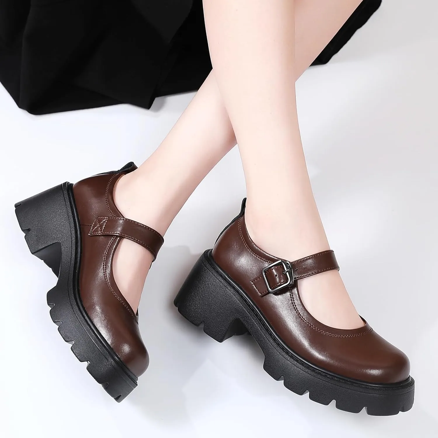 Mary Jane Shoes Platform Mary Janes for Women Chunky Heel Pumps Business Casual Shoes Dress Shoes Comfortable Dressy Office Work Shoes for Ladies Womens