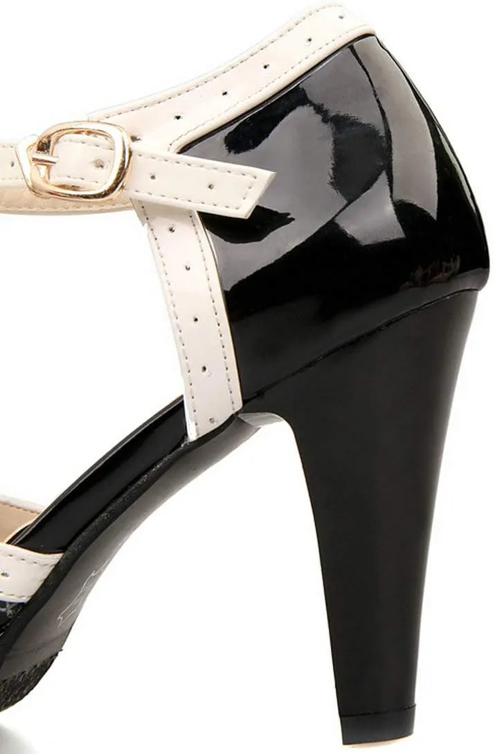 MAVMAX Women's Rockabilly T-Strap Mary Jane Block High Heel Platform Pumps