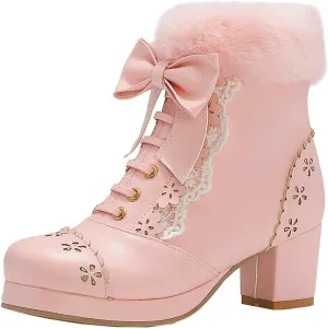MAVMAX Women's Vintage Lace up Ankle Boots Lolita Platform Chunky High Heel Booties…