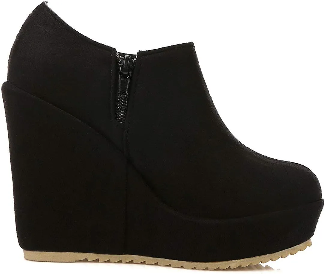 MAVMAX Women's Wedge High Heel Platform Ankle Booties Casual Boots