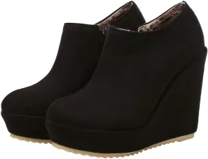 MAVMAX Women's Wedge High Heel Platform Ankle Booties Casual Boots