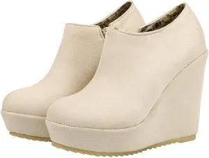 MAVMAX Women's Wedge High Heel Platform Ankle Booties Casual Boots