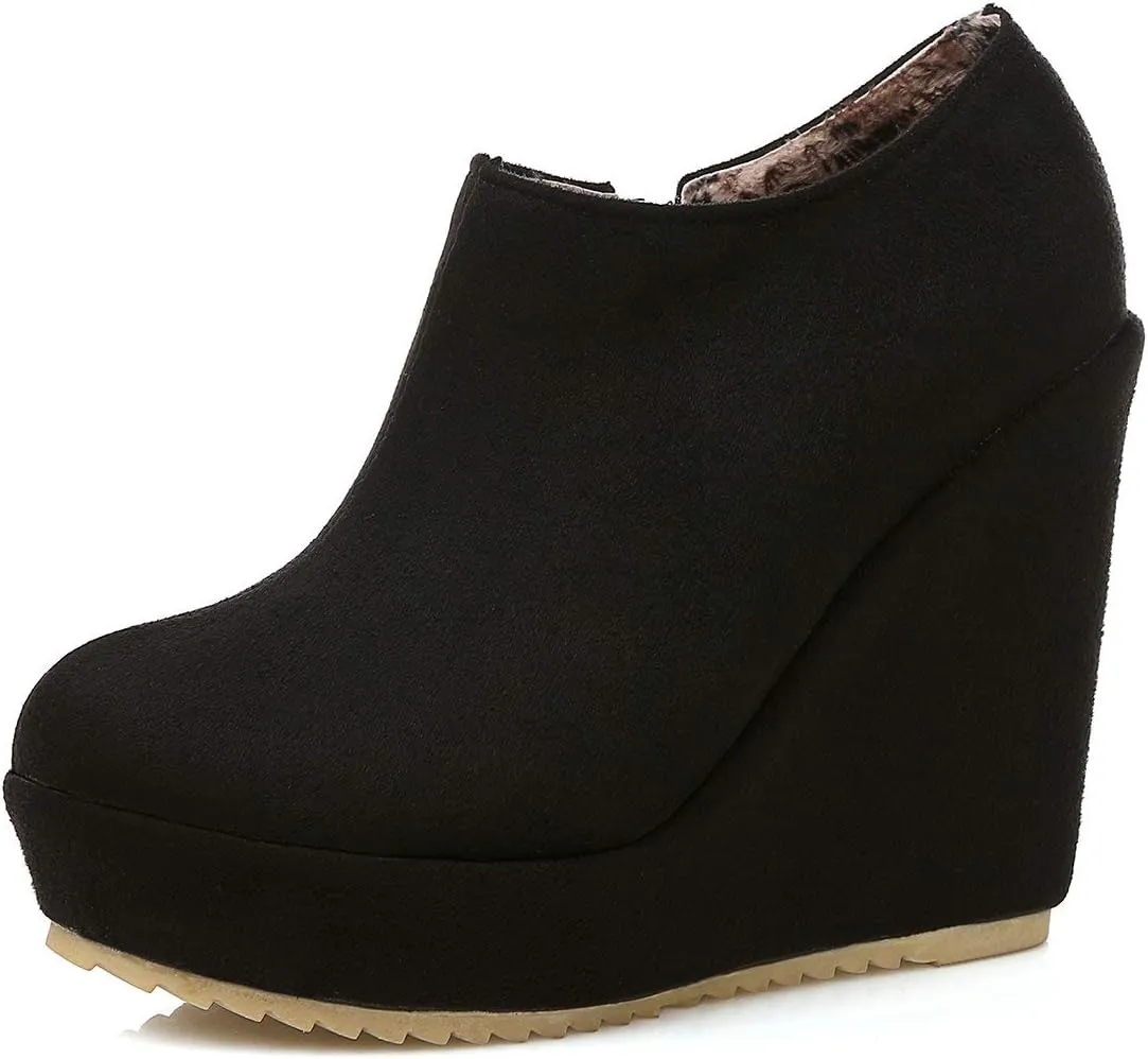 MAVMAX Women's Wedge High Heel Platform Ankle Booties Casual Boots