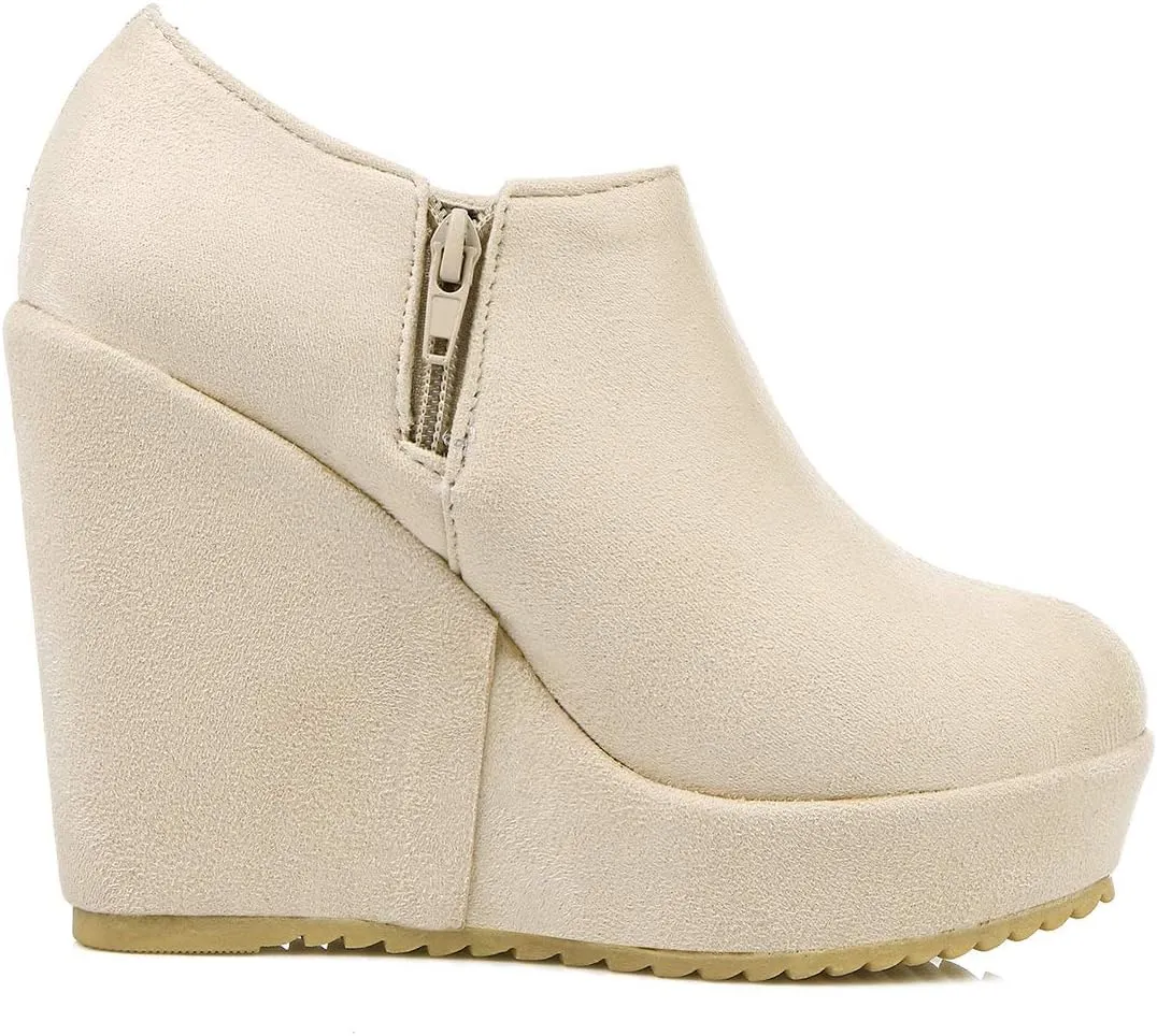 MAVMAX Women's Wedge High Heel Platform Ankle Booties Casual Boots
