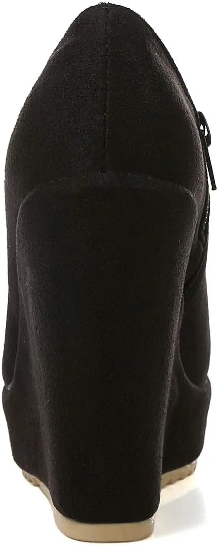 MAVMAX Women's Wedge High Heel Platform Ankle Booties Casual Boots