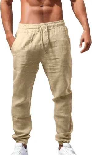 Men Cargo Combat Pants Casual Cotton Stretch Drawstring Waist Pant Comfort Sweatpants Joggers Loose Fit Yoga
