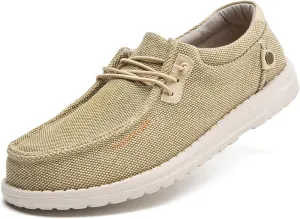 Men's Canvas Slip on Shoes Casual Hands Free Loafers Breathable Stretch Easy Walking Slip-Ons Lightweight Soft Boat Shoes