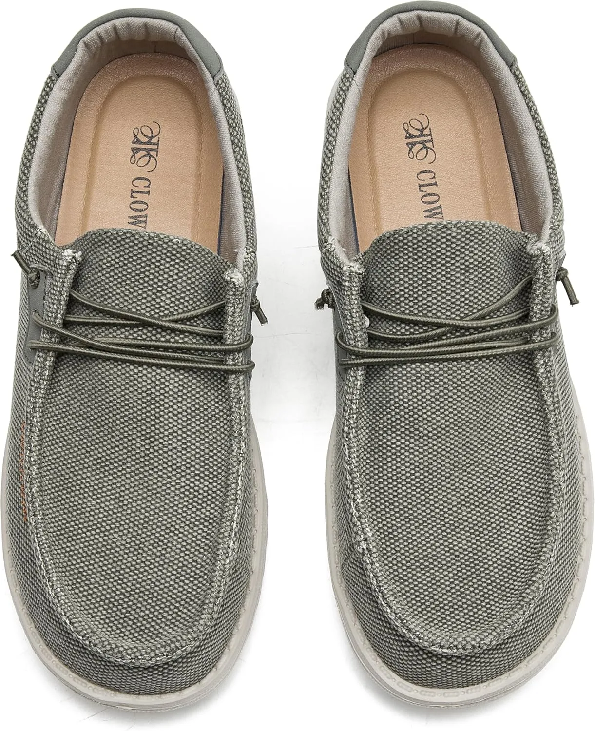 Men's Canvas Slip on Shoes Casual Hands Free Loafers Breathable Stretch Easy Walking Slip-Ons Lightweight Soft Boat Shoes