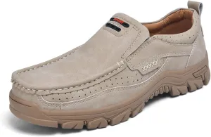 Men's Casual Leather Loafers Slip-On Moccasins Comfort Non-Slip Walking Shoes Breathable Soft Sole Office Driving Shoes
