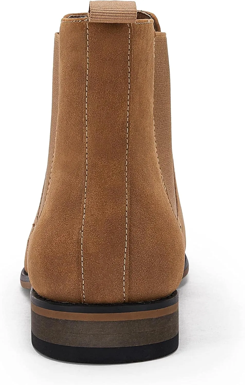 Mens Chelsea Boot Slip On Pointed Toe Stacked Low Heel Faux Suede Casual Dress Boot