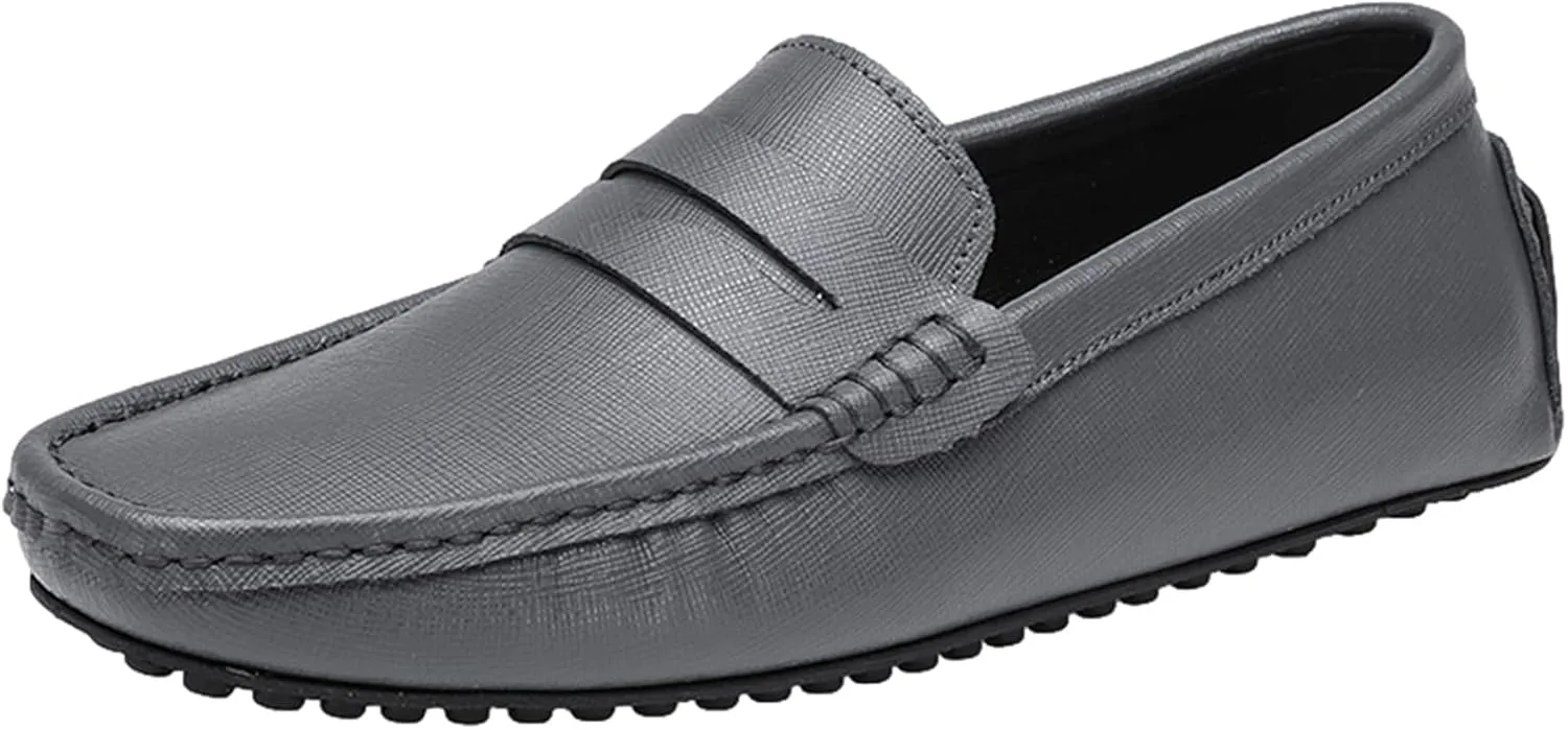 Men's Classic Penny Loafers Flat Slip-On Soft Split Leather Moccasins Driving Shoes