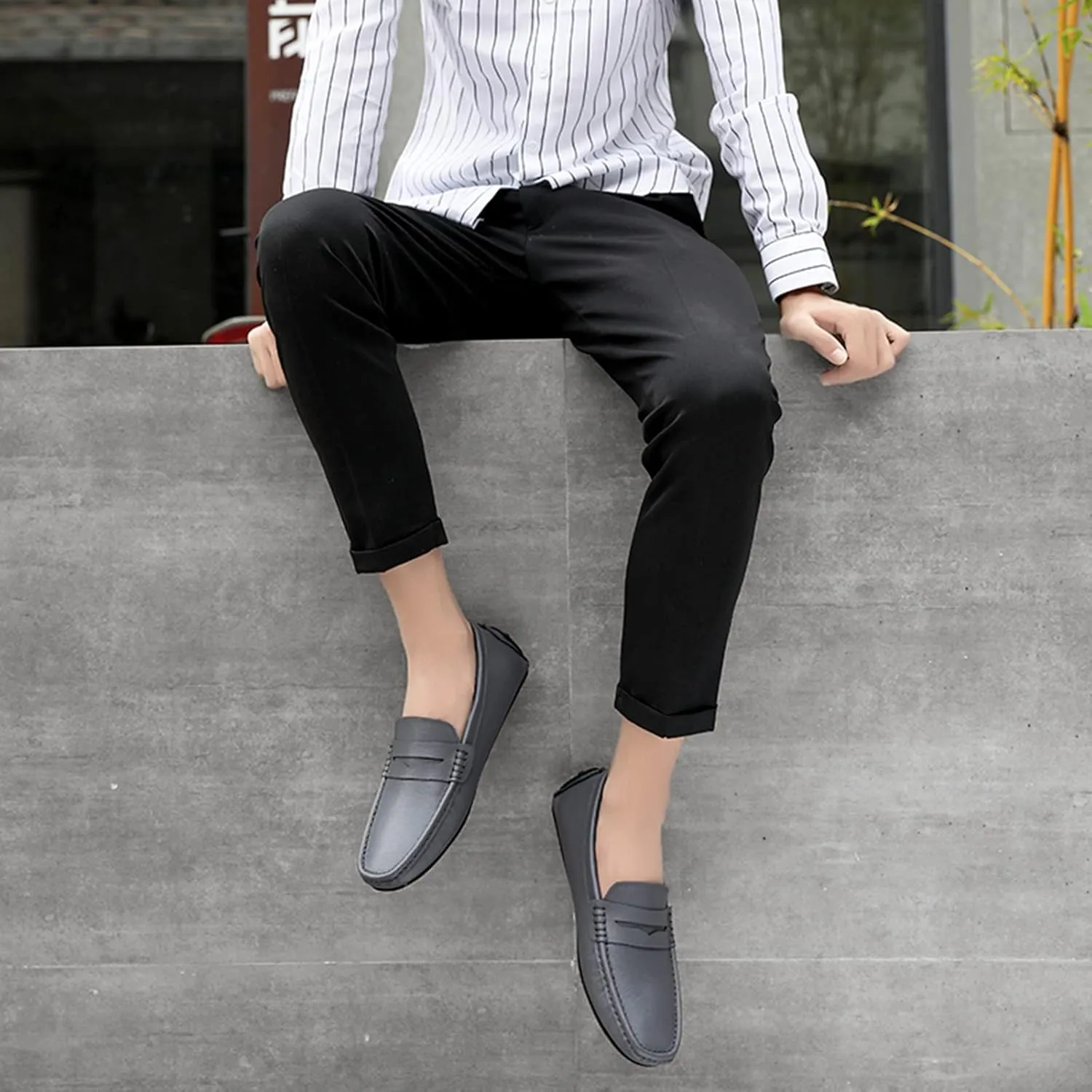 Men's Classic Penny Loafers Flat Slip-On Soft Split Leather Moccasins Driving Shoes