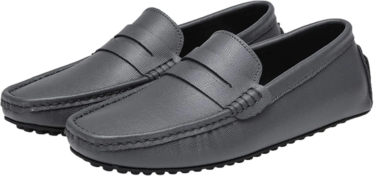Men's Classic Penny Loafers Flat Slip-On Soft Split Leather Moccasins Driving Shoes