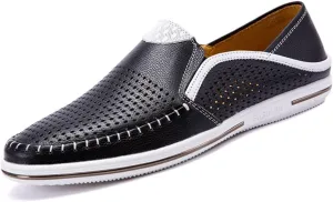 Men's Genuine Leather Loafers Shoes Fashion Slip-on Casual Soft Summer Driving Shoes