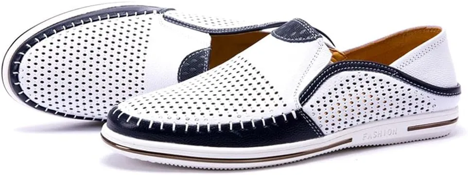 Men's Genuine Leather Loafers Shoes Fashion Slip-on Casual Soft Summer Driving Shoes