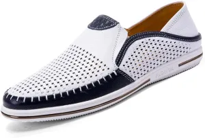 Men's Genuine Leather Loafers Shoes Fashion Slip-on Casual Soft Summer Driving Shoes