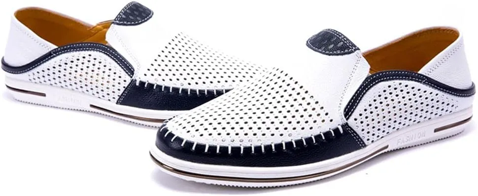 Men's Genuine Leather Loafers Shoes Fashion Slip-on Casual Soft Summer Driving Shoes