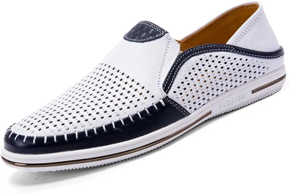 Men's Genuine Leather Loafers Shoes Fashion Slip-on Casual Soft Summer Driving Shoes