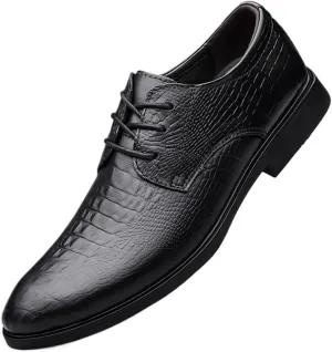 Men's Genuine Leather Platform Lace Up Oxfords Shoes Classic Business Pointed Toe Dress Shoes Shiny Patent Leather Casual Prom Party Derby Shoes for Men