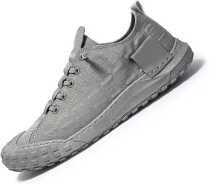 Men's Leather Breathable Slip-on Sneakers,Fashion Handmade Low Top Casual Shoes,Comfortable Soft Sole Non-Slip Canvas Shoes