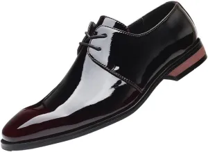 Men's Leather Dress Shoes, Casual Flat Lace-up Brogue Shoes, Non-Slip Soft Bottom Pointed Shoes, Comfortable Slip-on Men's Footwear