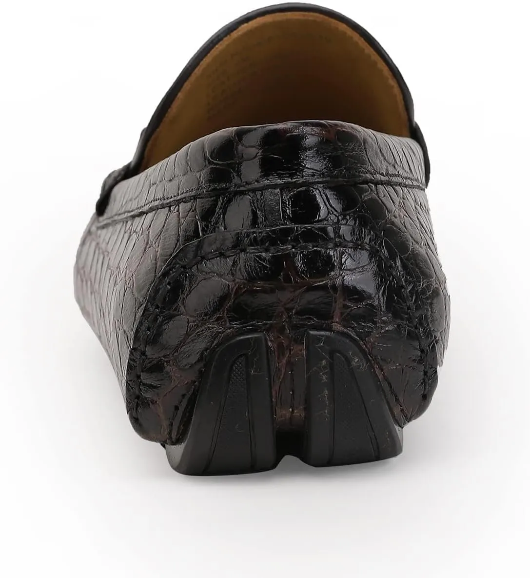 Men's Leather Driving Moccasin, Crocodile Printed Slip on Dress Shoes with Buckle Party Wedding Shoes Slip-on Loafers for Mens