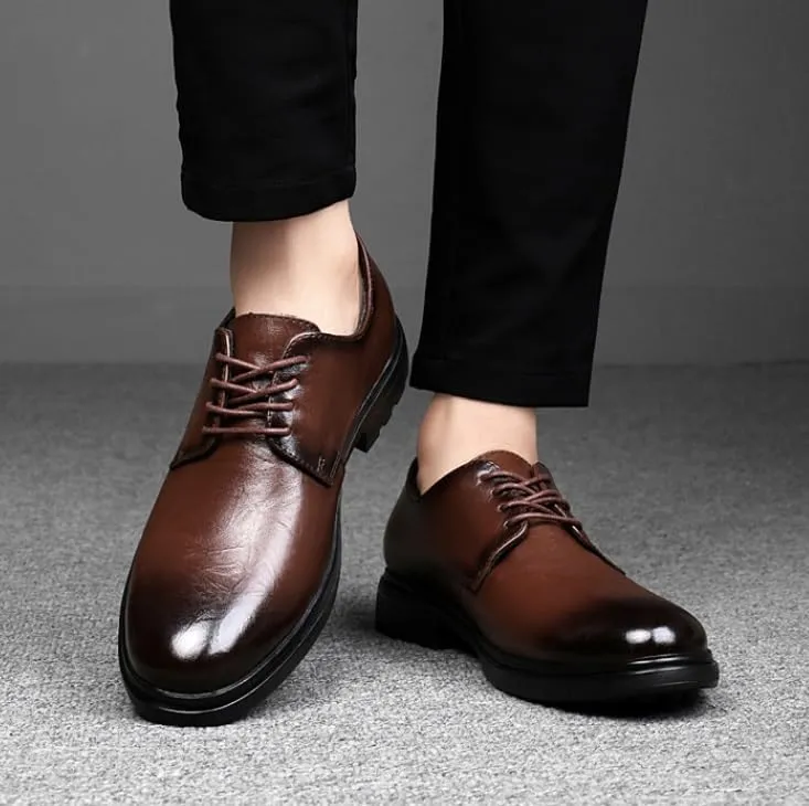 Mens Leather Shoes Leather Luxury Casual Slip-on Loafer Pointed Toe Tuxedo Shoes
