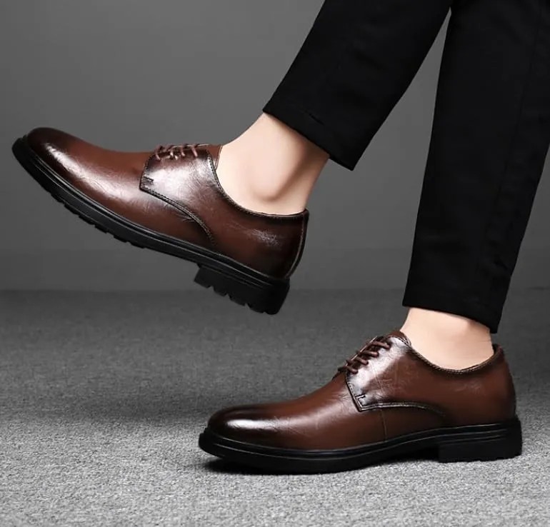 Mens Leather Shoes Leather Luxury Casual Slip-on Loafer Pointed Toe Tuxedo Shoes
