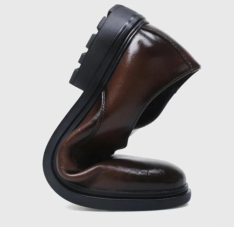 Mens Leather Shoes Leather Luxury Casual Slip-on Loafer Pointed Toe Tuxedo Shoes