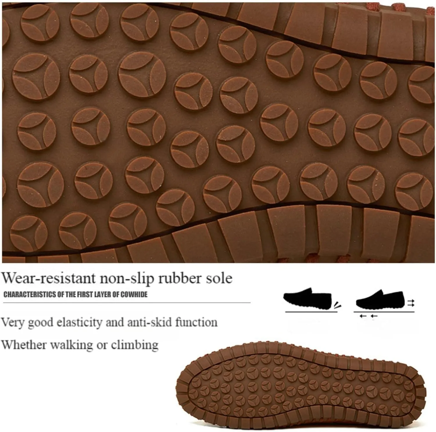 Men's Leather Slip On Soft Business Driving Shoes, Flat Slip On Lightweight Casual Boat Shoes, Business Casual Leather Shoes.